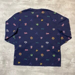 Polo Ralph Lauren Logo Waffle Knit Thermal Navy Blue Long Sleeve Mens Size XL